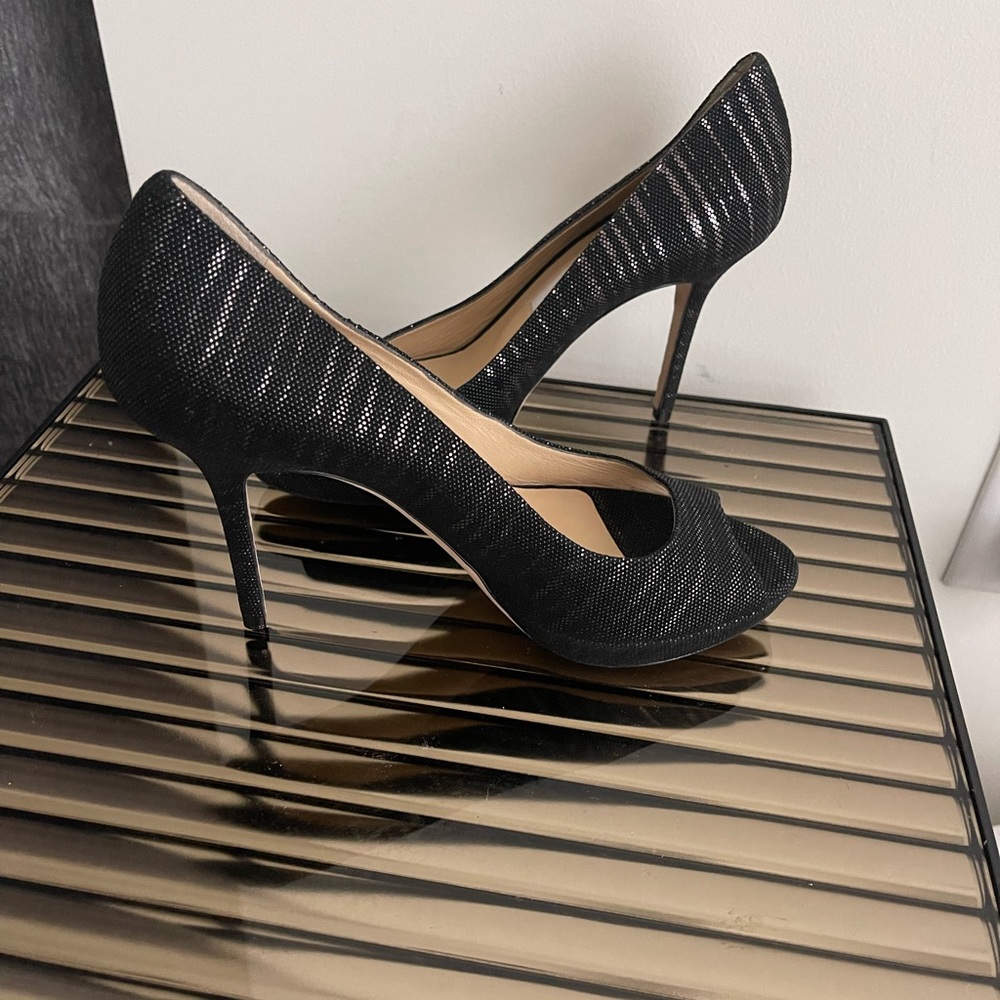 Jimmy Choo platform glitter pumps size 8.5 heel 4 in